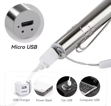 Mini LED Flashlight Stainless Steel